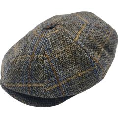 Checked Herringbone Newsboy Cap