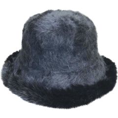 Black Faux Fur Bucket Hat