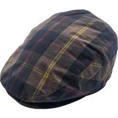 Checked Wax Flat Cap