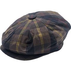 Checked Wax Newsboy Cap