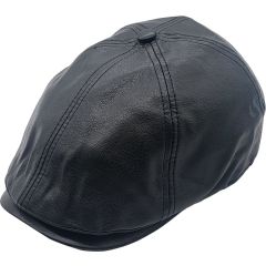 Faux Leather 6-Panel Flat Cap