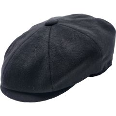 Black Cashmere-Blend Wool Newsboy Cap