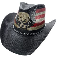 Summer Skull & US Flag Cowboy Hat