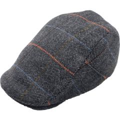 Kids Adjustable Checked Herringbone Flat Cap