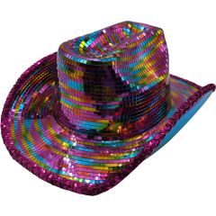 Rainbow Disco Mirror Cowboy Hat