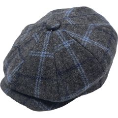 Wool Checked Tweed Newsboy Cap