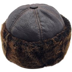 6-Panel Leather Hat with Sheep Fur