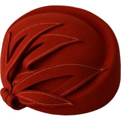 Womens Wool Felt Vintage Cloche Hat - Burgundy