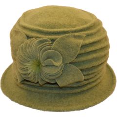 Womens Wool Vintage Cloche Hat - Green
