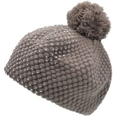 Womens Half Gem Slouch Beanie - Brown