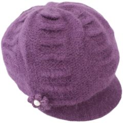 Womens Peaked Wool Hat - Purple