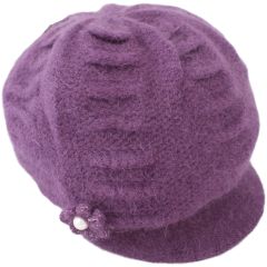 Womens Peaked Wool Hat - Purple