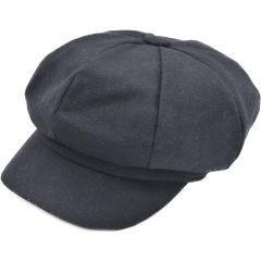 Woolly Newsboy Cap - Black