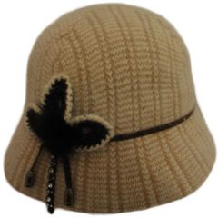 Womens Angora Cloche Hat - Beige