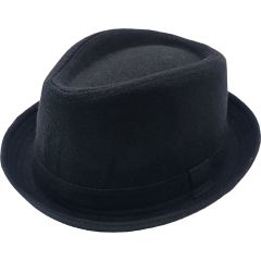 Black Woolly Trilby Hat
