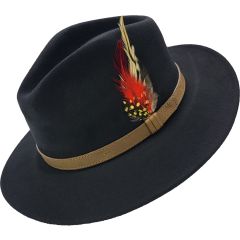 Wool Felt Fedora Cowboy Hat - Petrol Blue