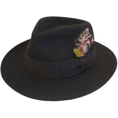 Wool Felt Fedora Hat - Black