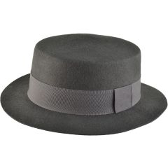 Black Wool Boater Hat