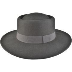 Wide Brim Wool Felt Cloche Hat - Black