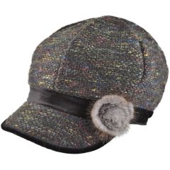 Womens Newsboy Cap - Black