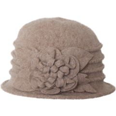 Womens Wool Vintage Cloche Hat - Camel