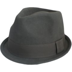 Short Brim Wool Felt Trilby Hat - Grey