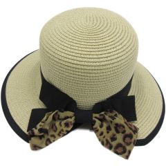 Womens Wide Brim Summer Sun Hat - Cream