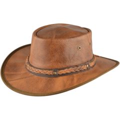 Genuine Leather Cowboy Hat - Brown