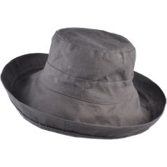 Womens Wide Brim Summer Sun Hat - Black Up