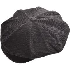 Large Corduroy Big Apple Newsboy Cap - Black