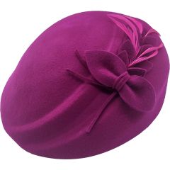 Womens Wool Felt Vintage Cloche Hat - Pink