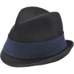 Womens Wool Felt Trilby Cloche Hat - Black