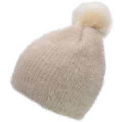 Faux Fur Pompom Beanie - Yellow
