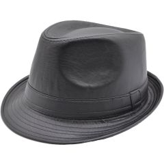 Faux Leather Trilby Hat