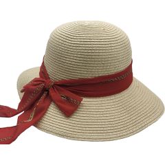 Womens Wide Brim Summer Hat - Beige