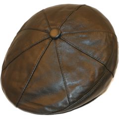 Genuine Leather Adjustable Flat Cap - Black