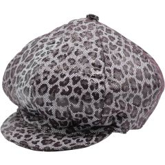 Leopard Leather Newsboy Cap