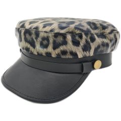 Womens Leopard Breton Cap