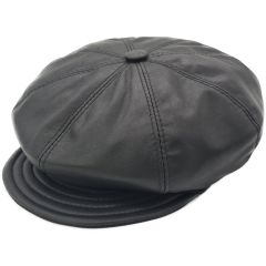 Genuine Leather Newsboy Cap