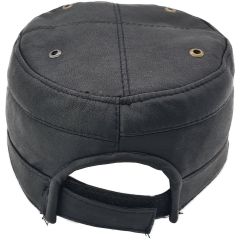 Adjustable Genuine Cowhide Leather Round Cap