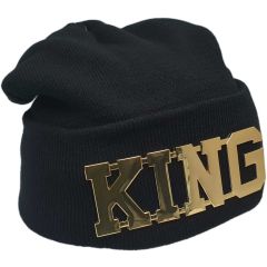 KING/QUEEN Black Knitted Woolly Beanie