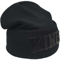 KING Black Knitted Woolly Beanie