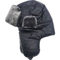 Unisex PVC Black shiny Trapper Hat
