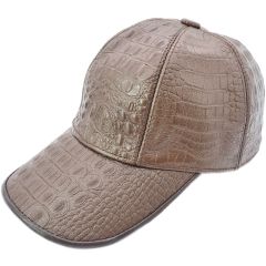 Unisex Crocodile Grain Leather Baseball Cap