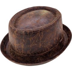 PVC Brown Round Shape Pork Pie Hat
