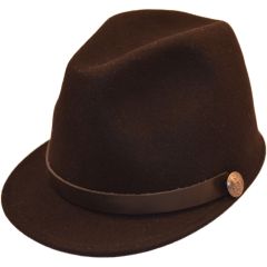 Womens Wool Felt Peaked Trilby Cap - Black