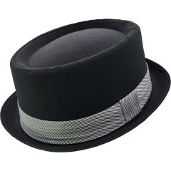 Plain Black Round Pork-Pie Hat