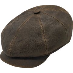 Cracked Leather Brown Newsboy Cap