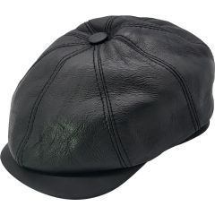 Genuine Leather Newsboy Cap