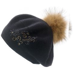 Flower Patterned Pompom Beret